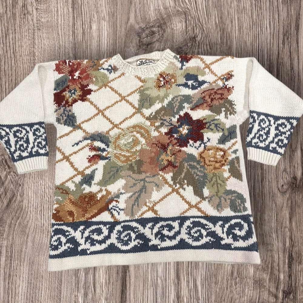 Heirloom Collectables Cotton Blend Crochet Granny Sweater Women’s Size Small